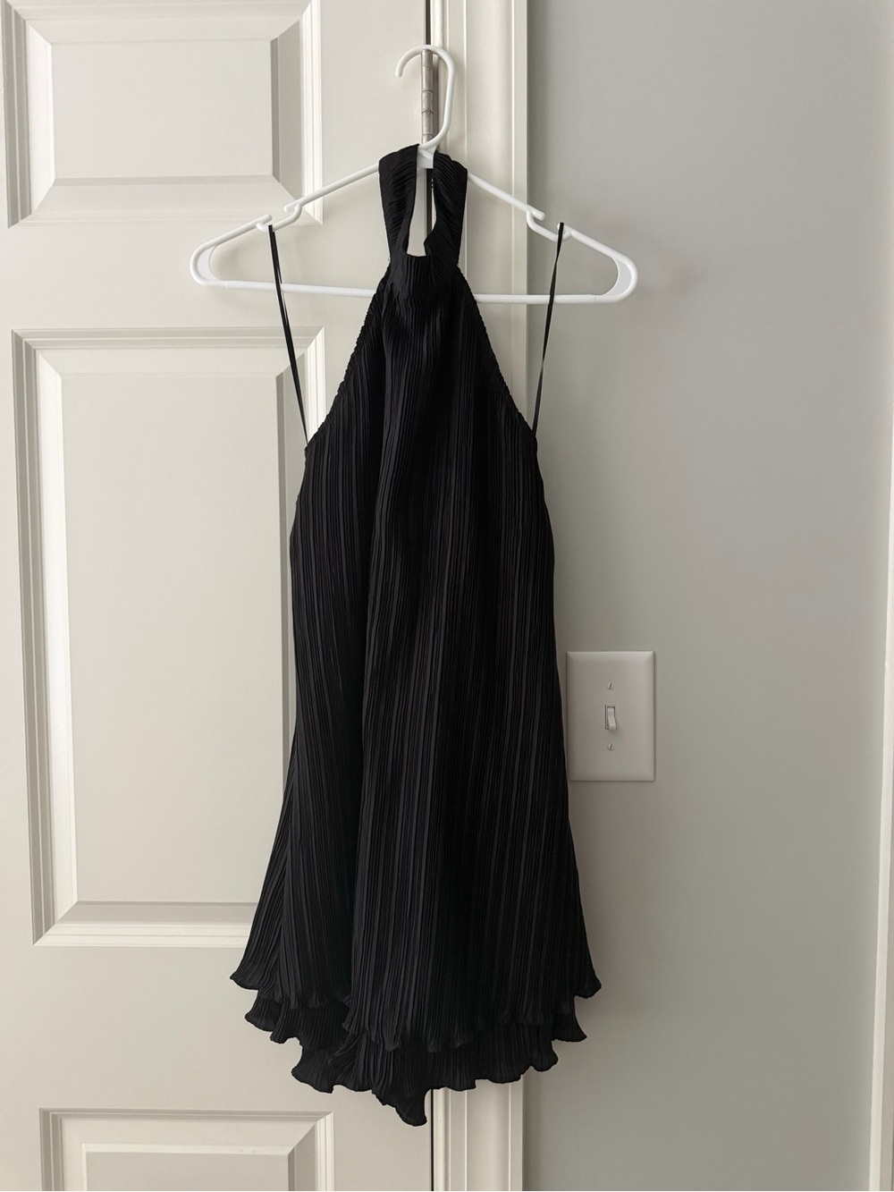 Anthropology Black Halter Pleated Mini Romper